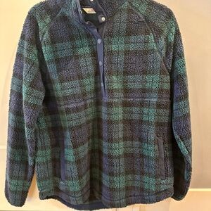 Vineyard Vines Snap Placket Green and Blue Plaid Sweatshirt